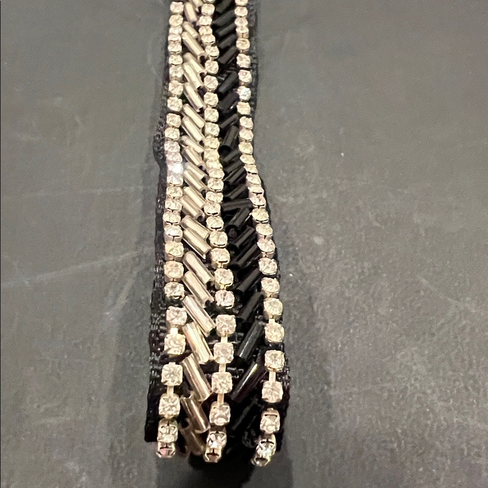 Elegant Silver and Black Beaded Headband
